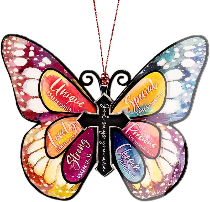 NELXI Butterfly Gifts for Women, Easter Christian Faith Ornament with Cross, Resurrection Home Décor Accent, Religious Butterfly Decoration, Inspirational Christian Easter Gift - Image 1